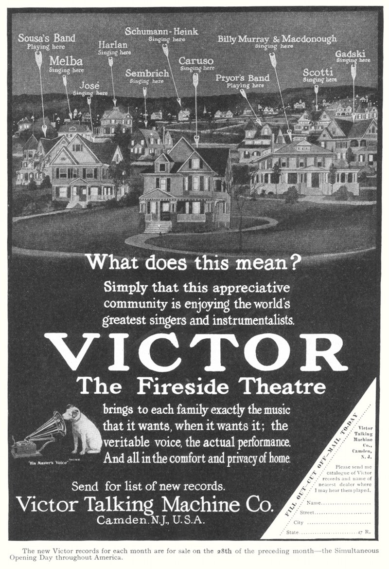 Victor Talking Machine Co., The Fireside Theatre - advertisement in Harper's Magazine, September 1907