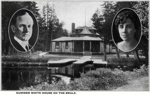 Postcard photo: Coolidge's Summer White House on the Brule, 13 August 1928