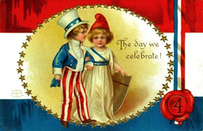 Postcard art - July 4th: The Day We Celebrate, 1908