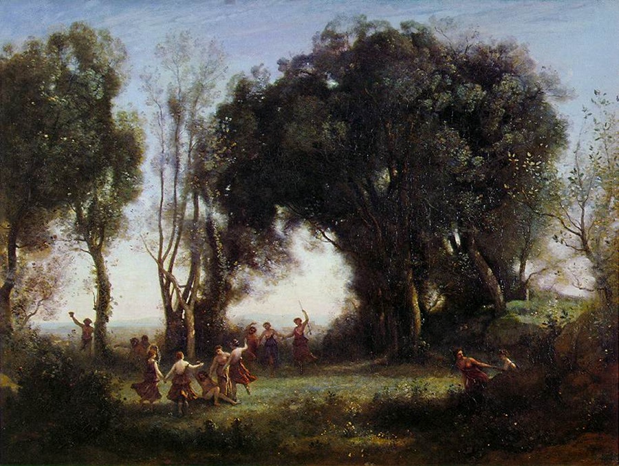A Morning. The Dance of the Nymphs. - by Camille Corot, 1850