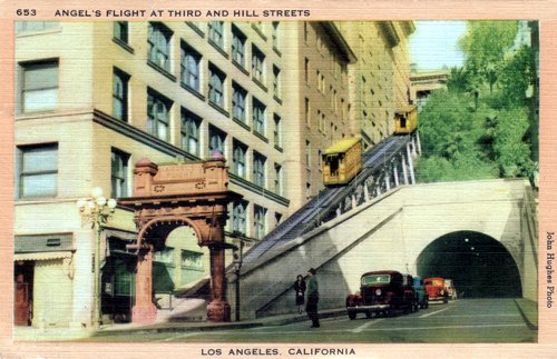 Postcard photo - Angel's Flight, Los Angeles, 21 August 1952