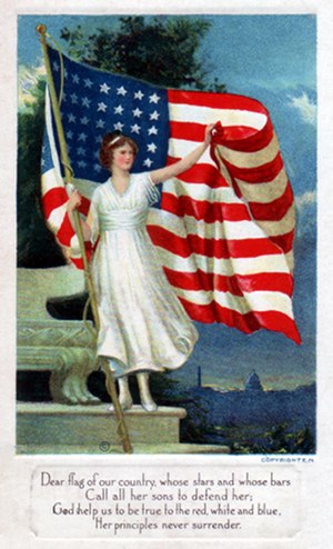 Postcard art - Dear flag of our country, circa 1917