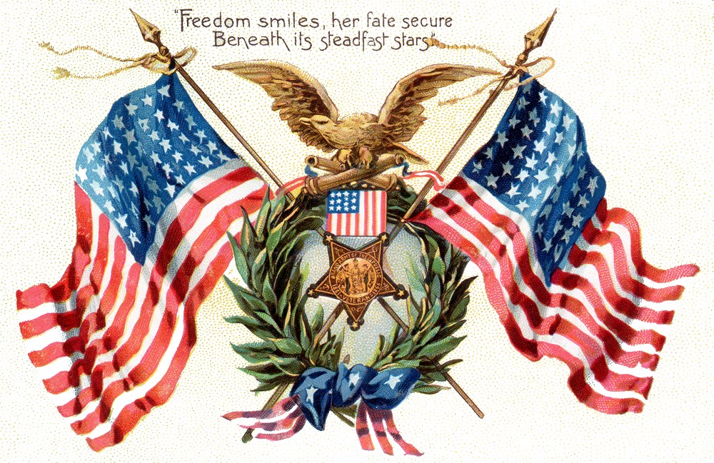 Postcard art - Freedom smiles, her fate secure - GAR - Tuck, circa 1908