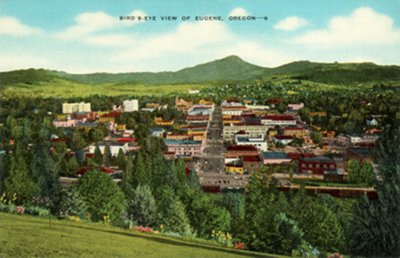 Postcard photo - Bird's-Eye View of Eugene, Oregon