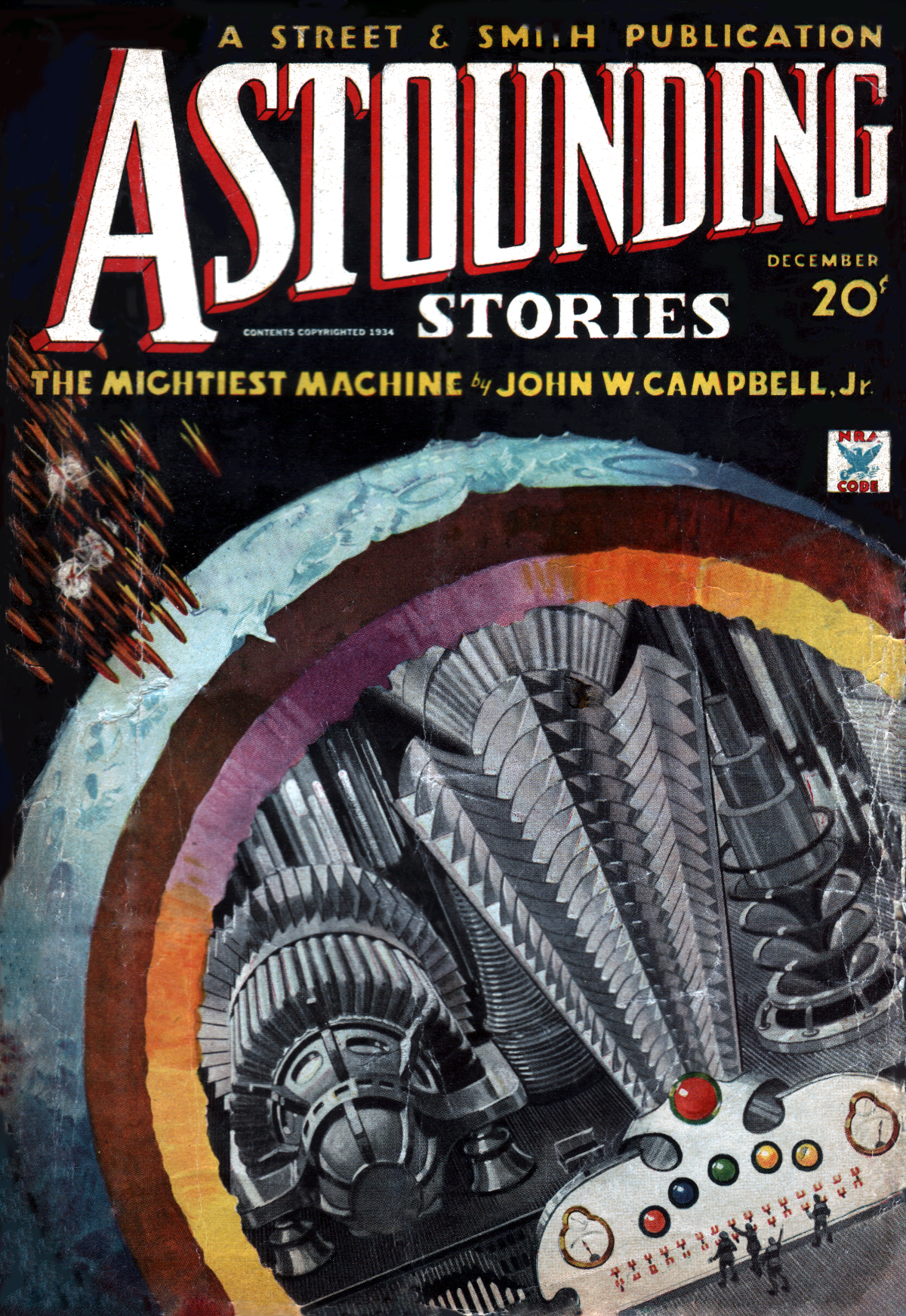 The Mightiest Machine - Astounding, Dec 1934- by Howard V. Brown for John W. Campbell